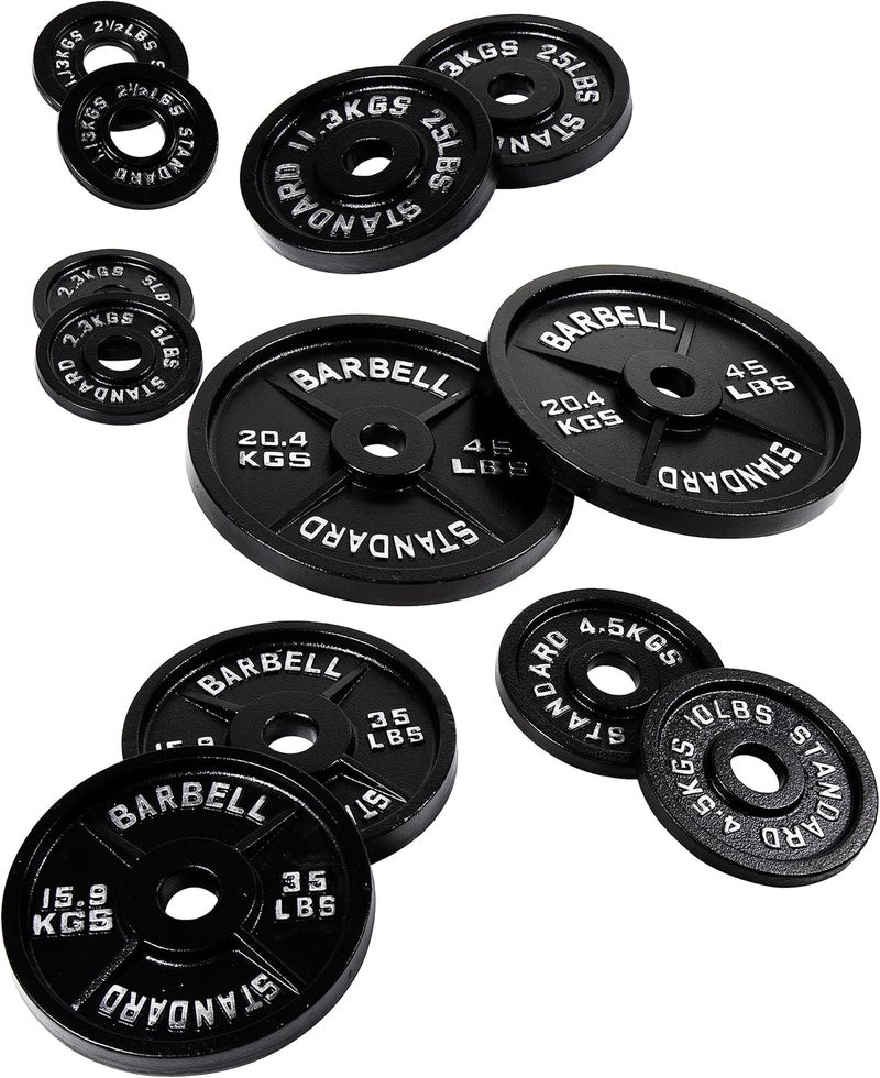 Fitvids Olympic Cast Iron Plate for Strength Training and Weightlifting, Pairs, Sets or Set with Barbell, Multiple Sizes - Image 3